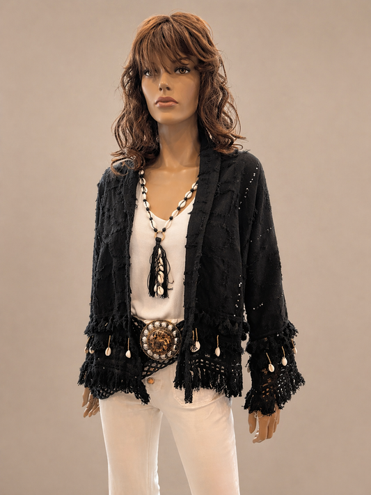 Boho jasje met Shelpjes Zwart