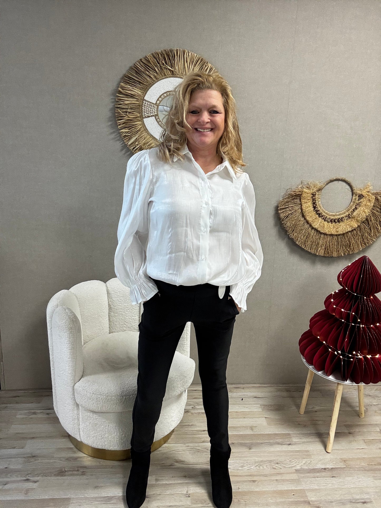 Blouse met Smock aan de mouw Gemma Ricceri White Metallic