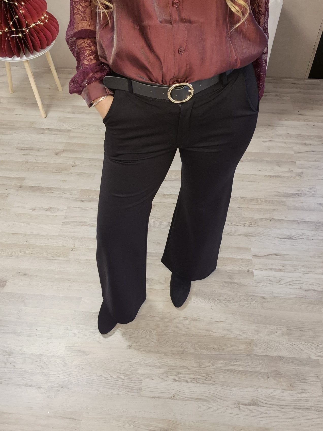 Pantalon met Riem Zwart