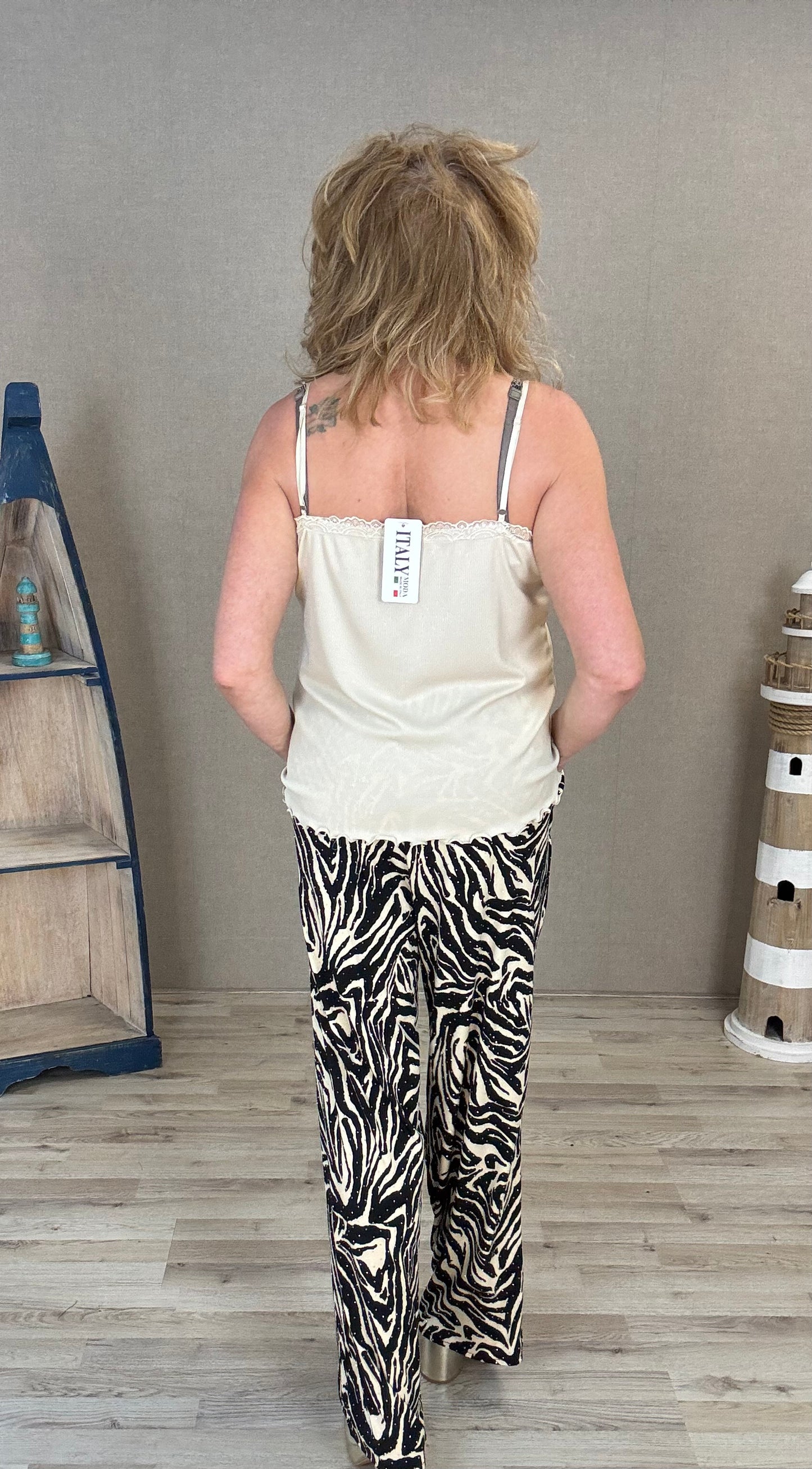 Wide Leg Zebra met strass