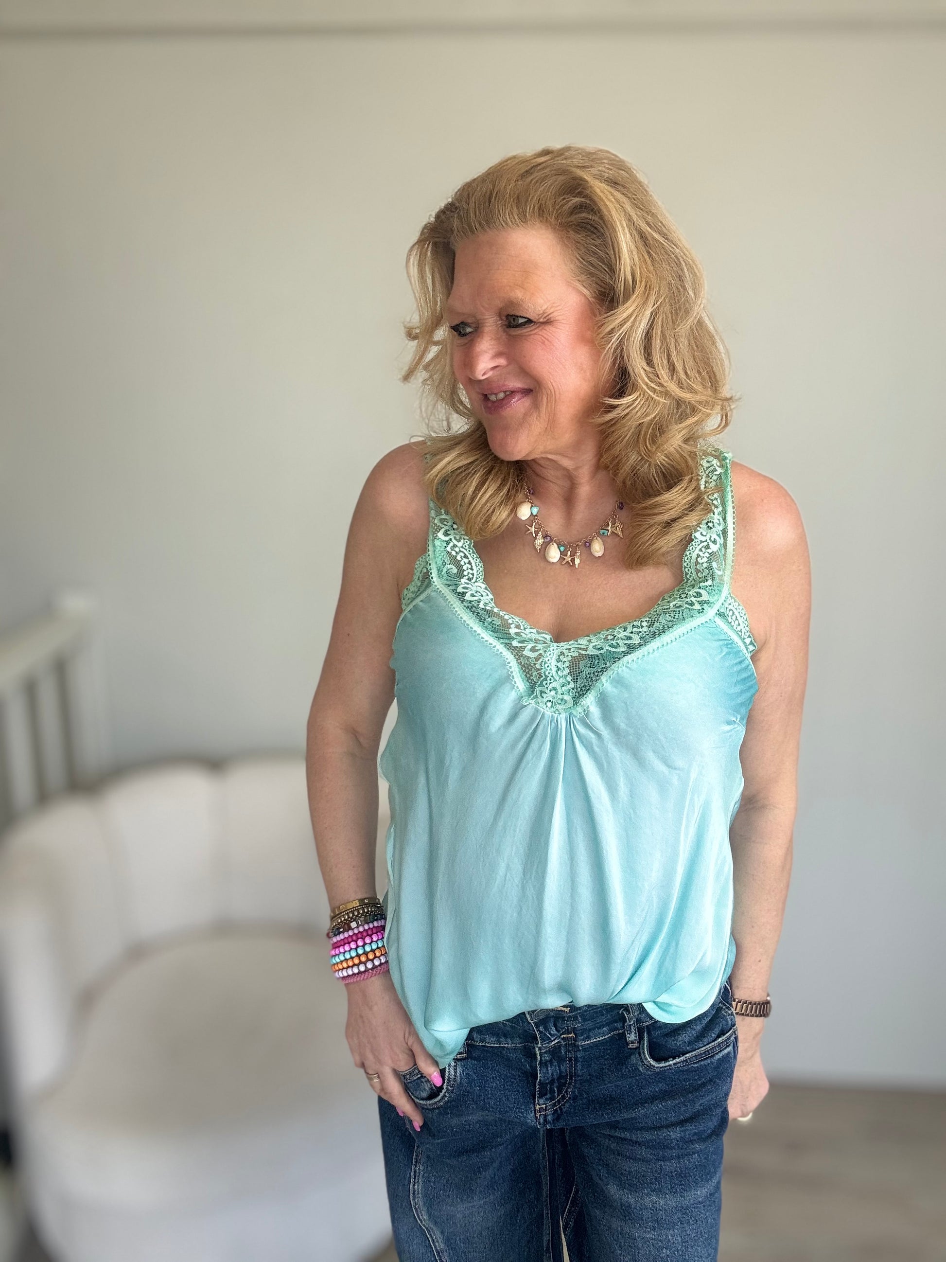 Silky Top Alicia groen - Nancfashion