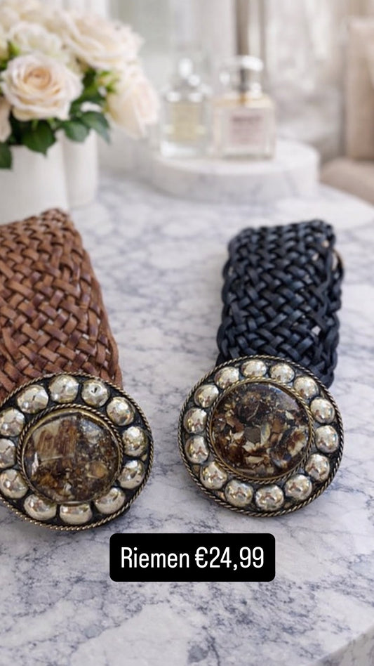 Leren gevlochten Boho riem Bruin