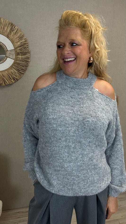 Open-shoulder trui Nikkie Grijs