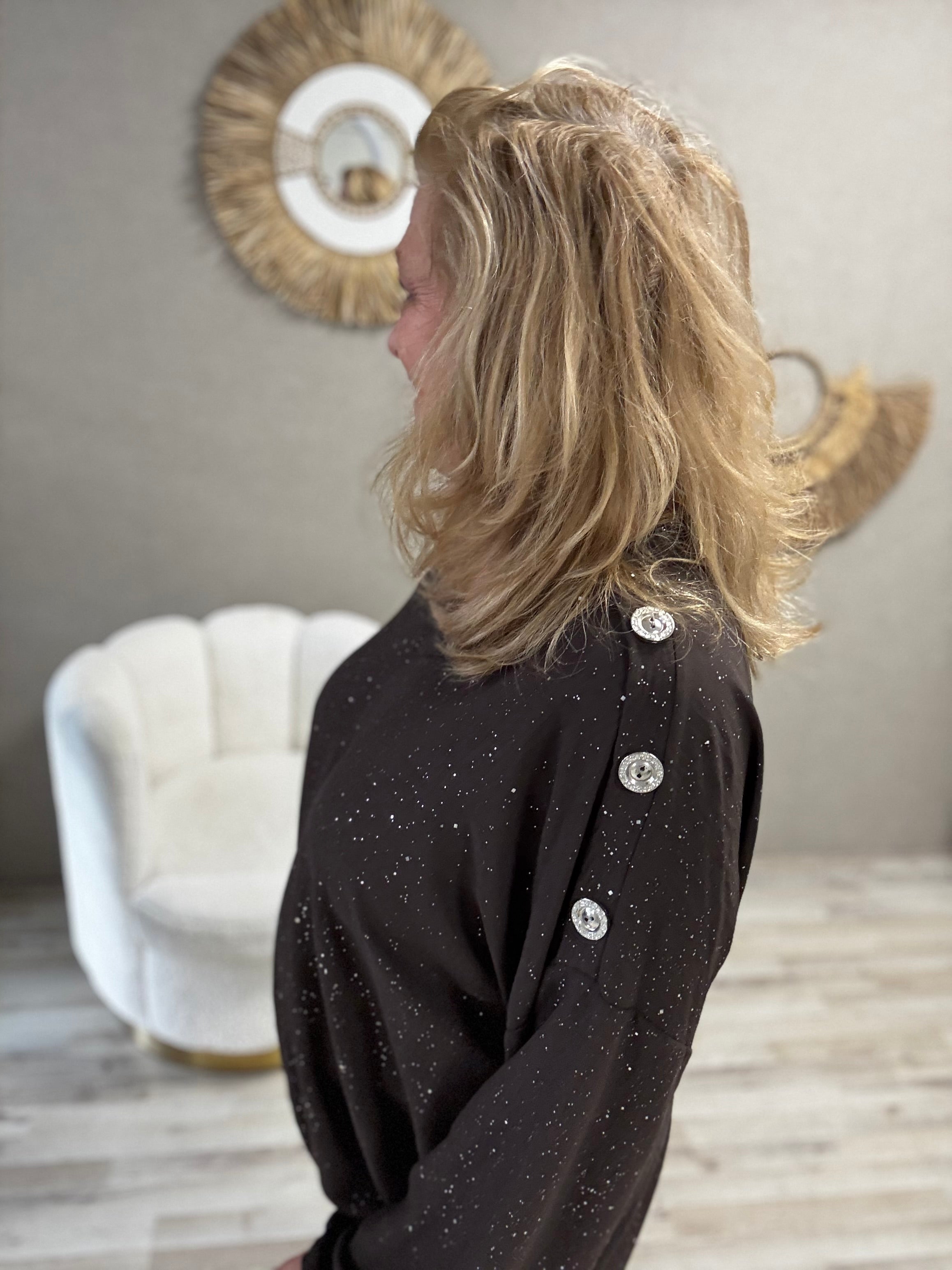Blouse Imke Choco Zilveren Sparkel