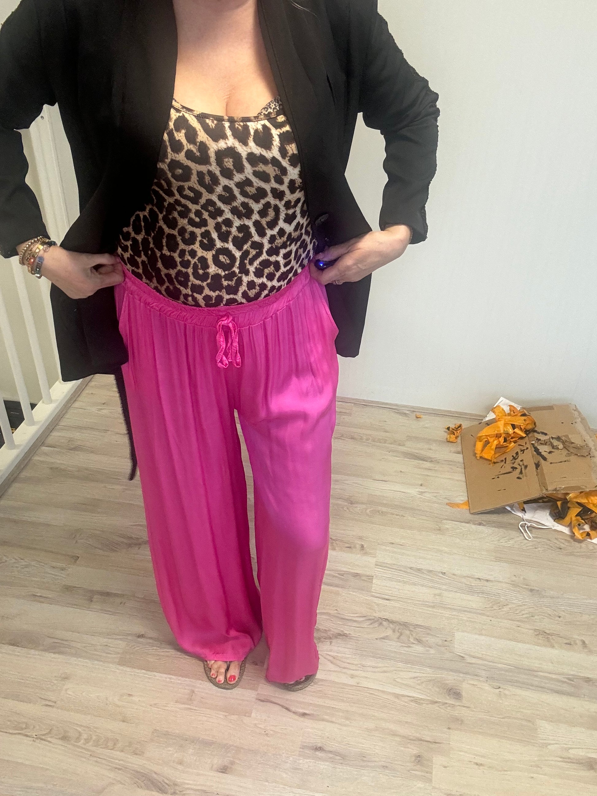 Zijde Look Pantalon Fuchsia - Nancfashion