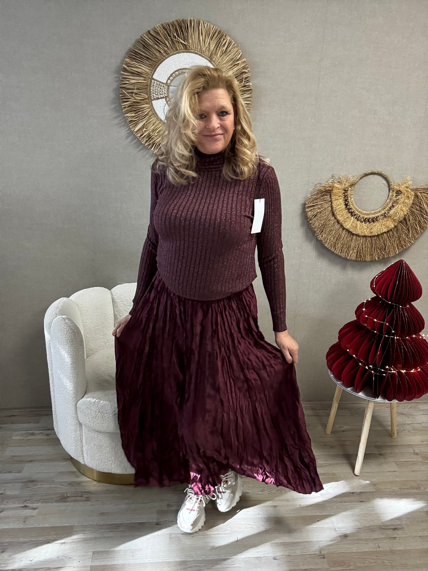 Crinkle Rok Bordeaux