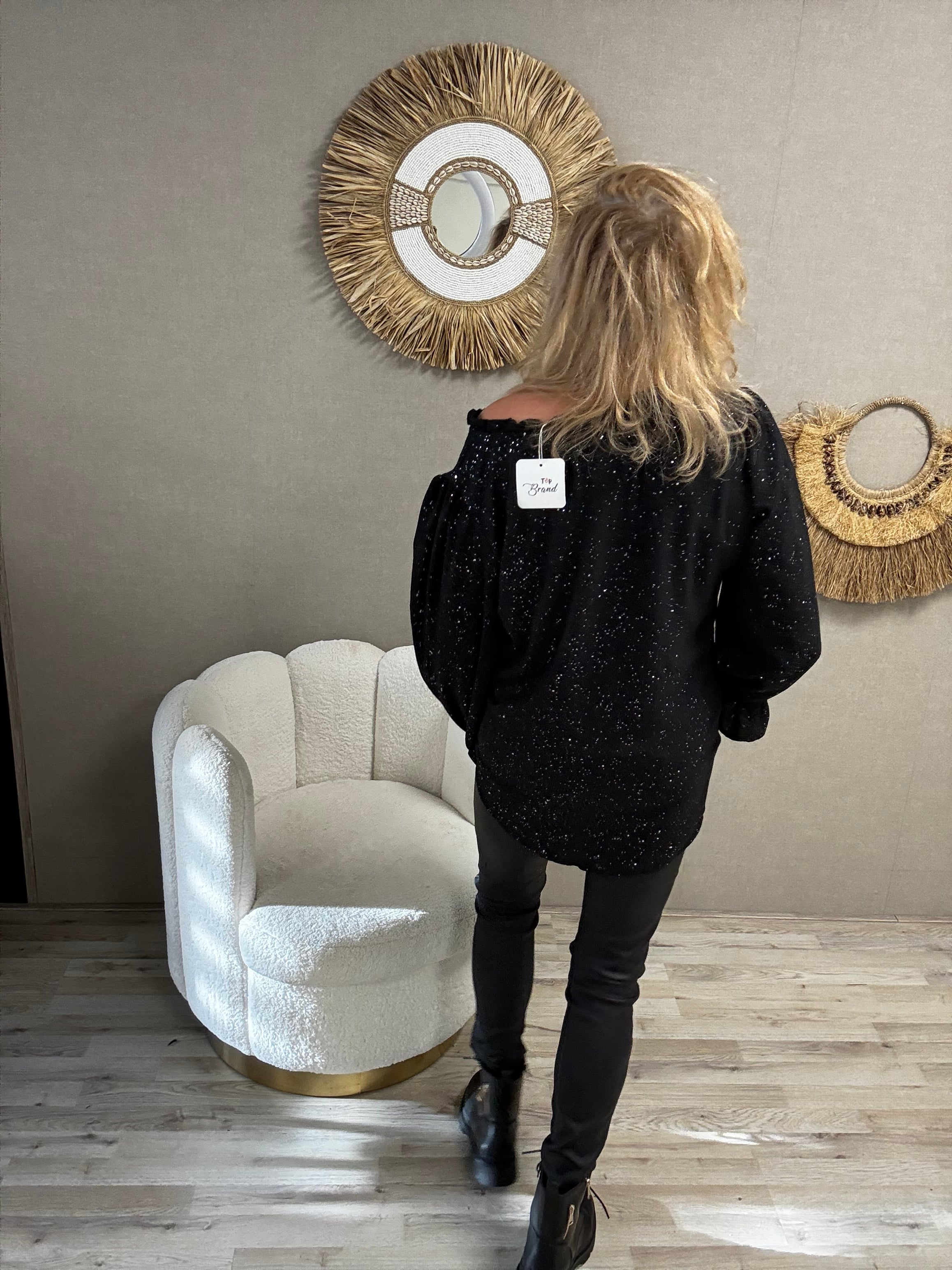 Blouse Tilly Zwart zilveren Sparkel