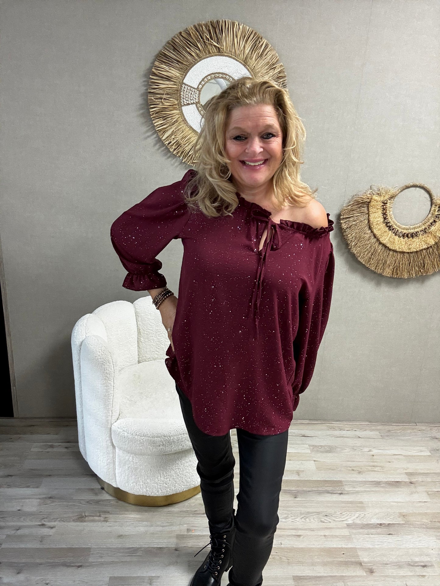 Blouse Tilly Bordeaux met Zilveren Sparkel