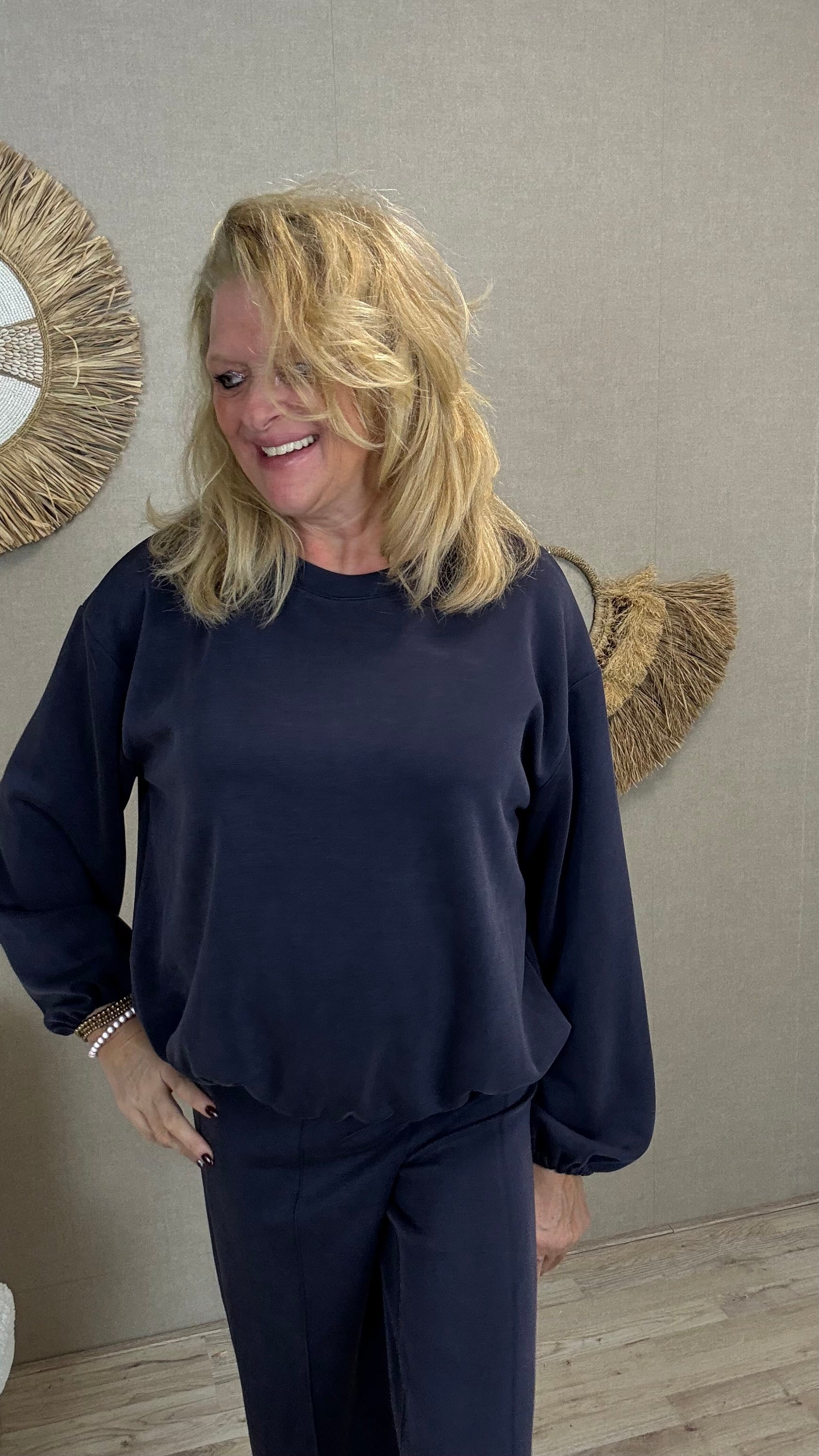 Superstretch Comfy Set Mooij-Donkerblauw
