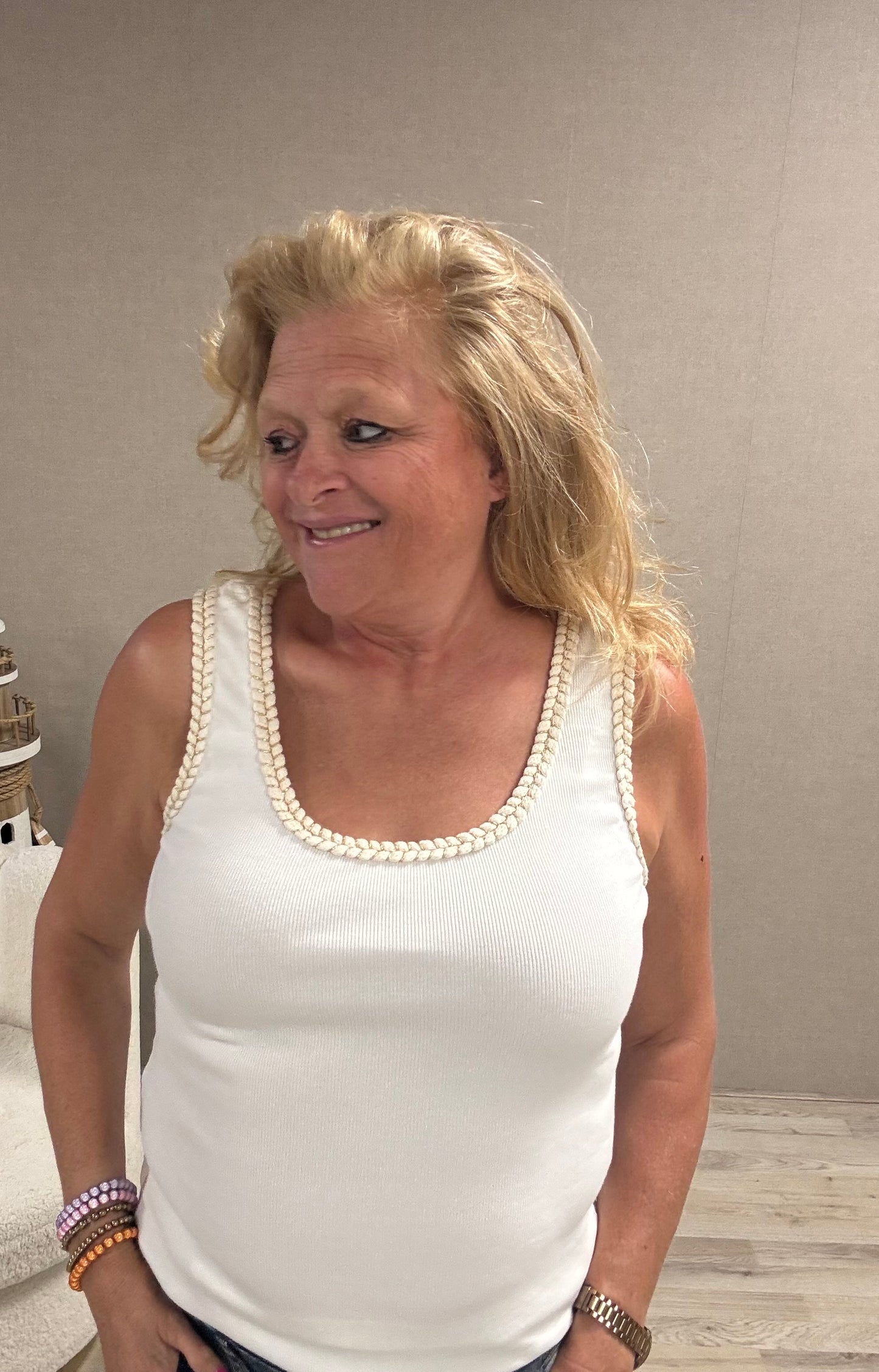 Gemma Ricceri rib-top offwhite -goud