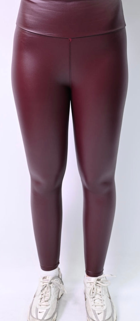 Leatherlook legging Norfy Bordeaux Hoge Band