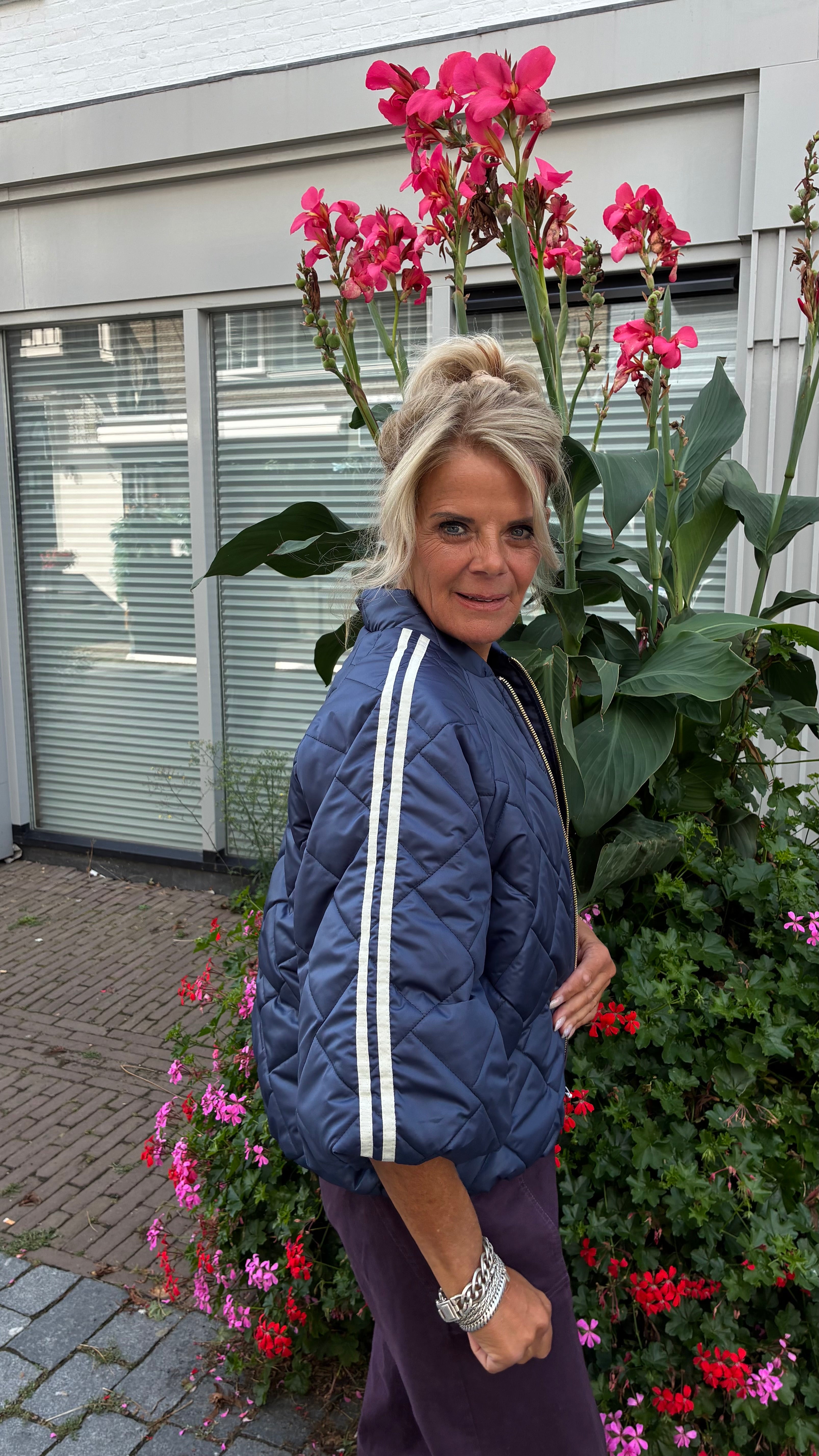 Gewatteerd Jacket 3/4 Mouw Blauw