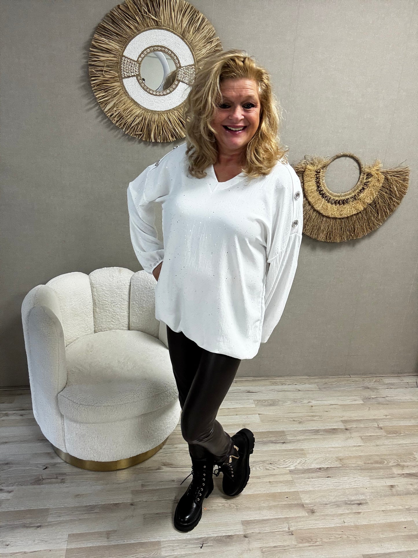 Blouse Imke wit Zilveren Sparkel