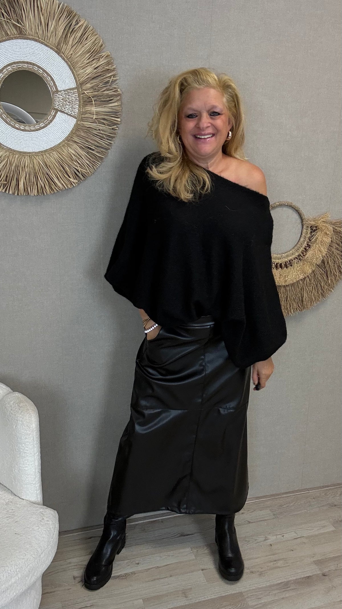 Leatherlook Rok Lizzy zwart - Nancfashion
