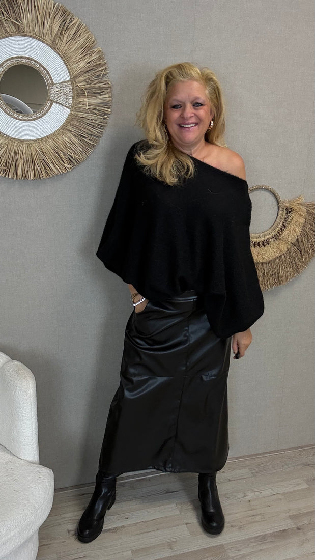 Leatherlook Rok Lizzy zwart - Nancfashion