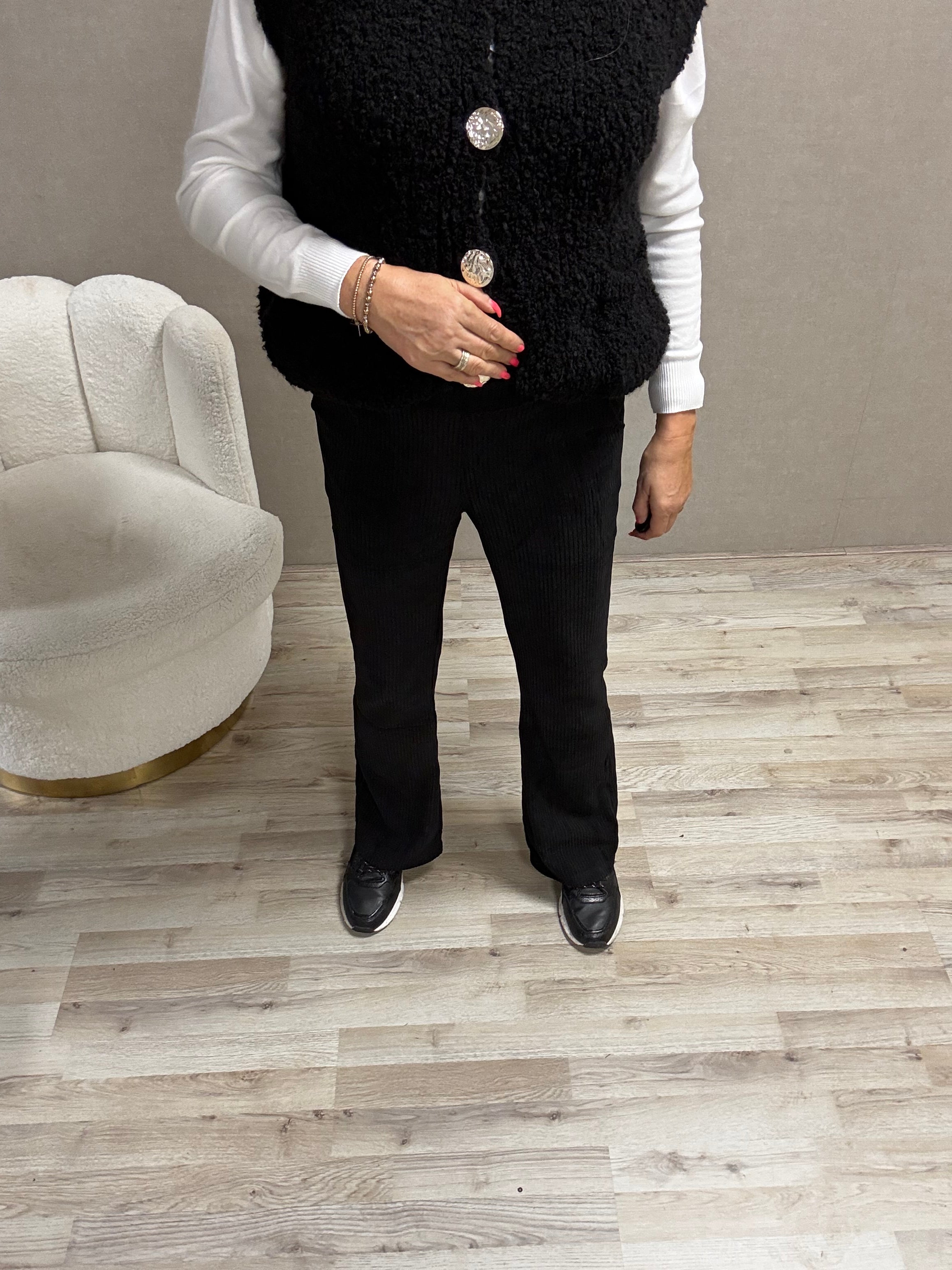 Broek Rib Zwart Flair
