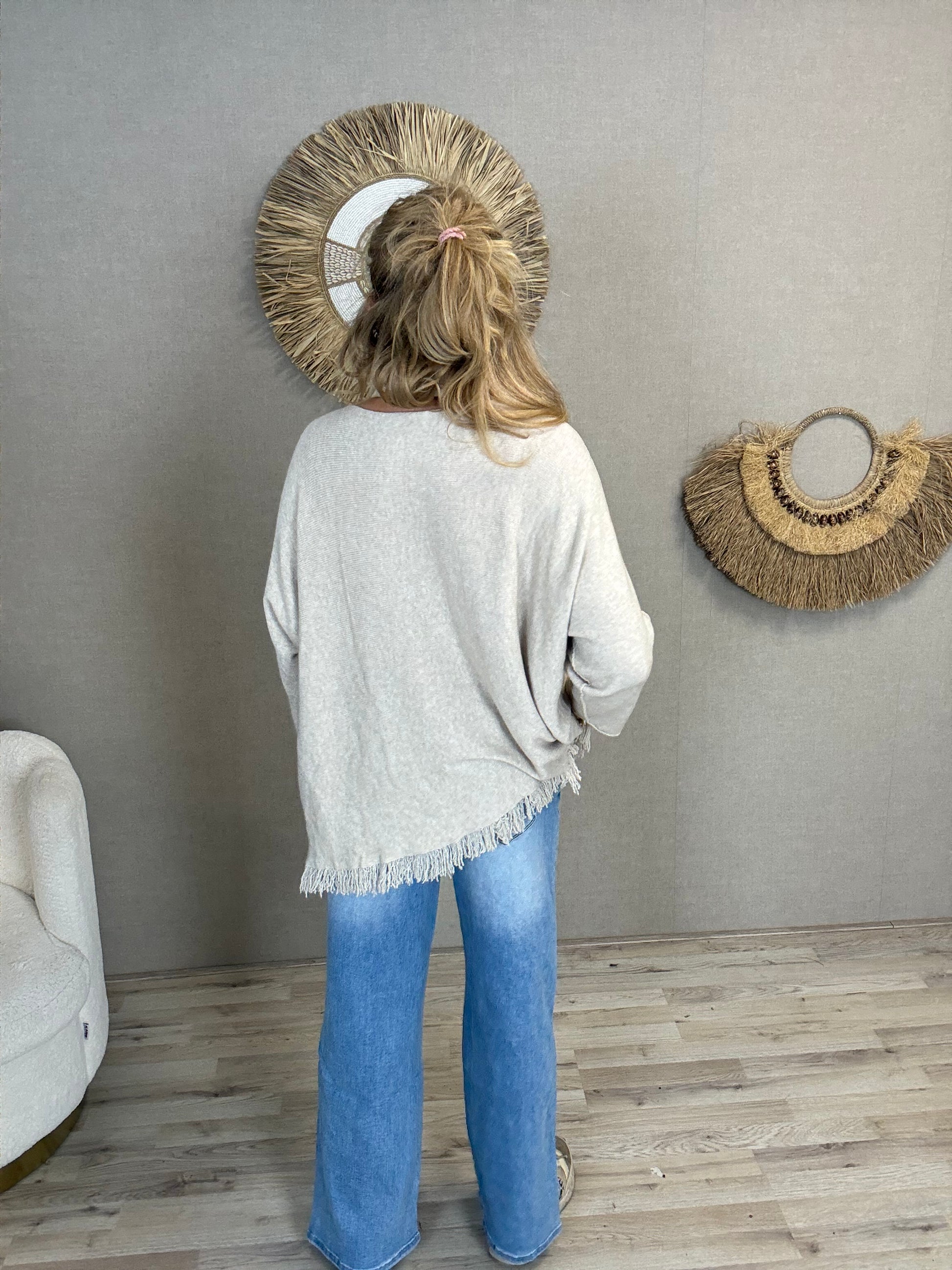 Trui Anouk met Sjaal Beige - Nancfashion