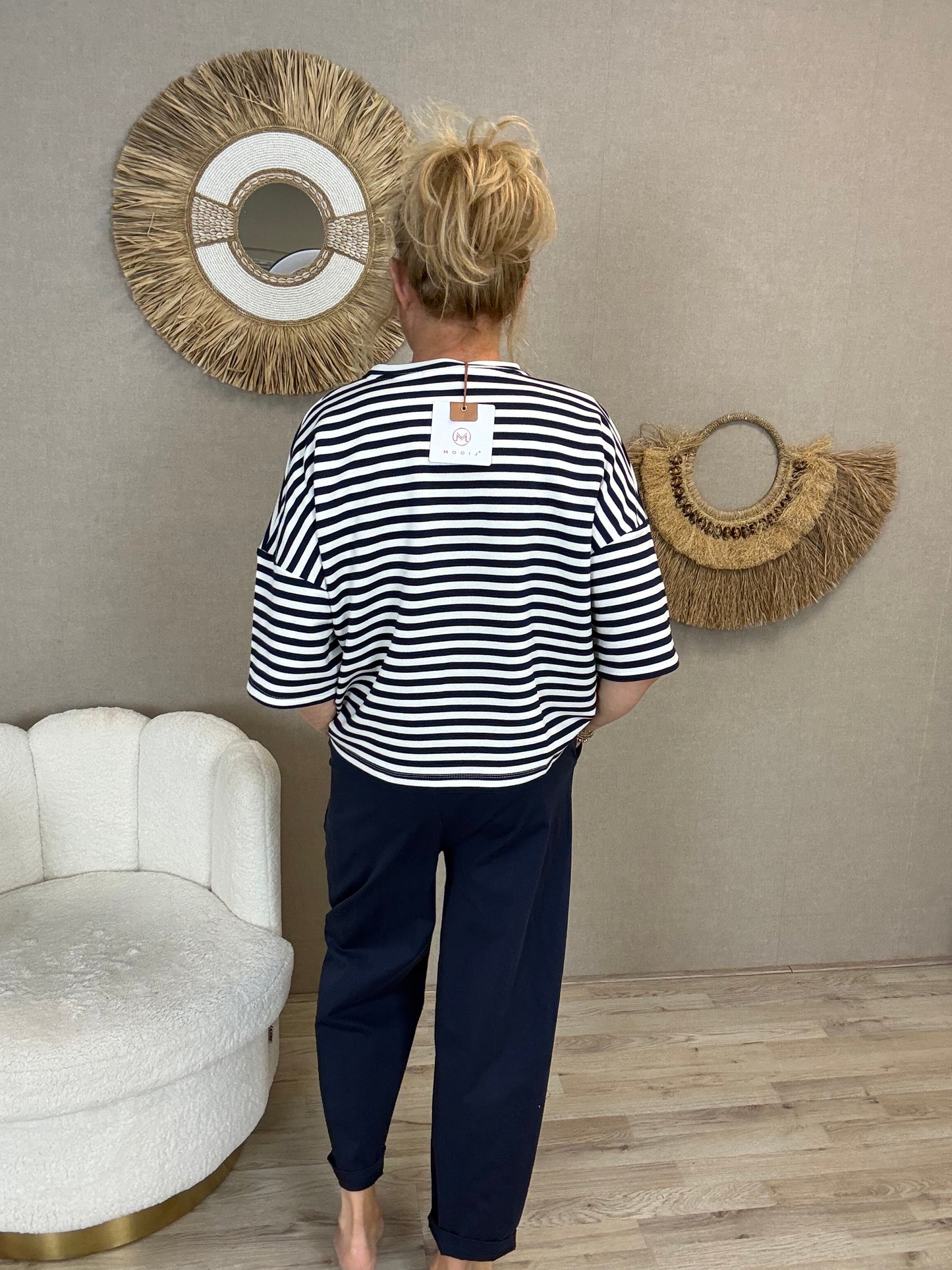 Mooij gestreept shirt – navy/wit - Nancfashion