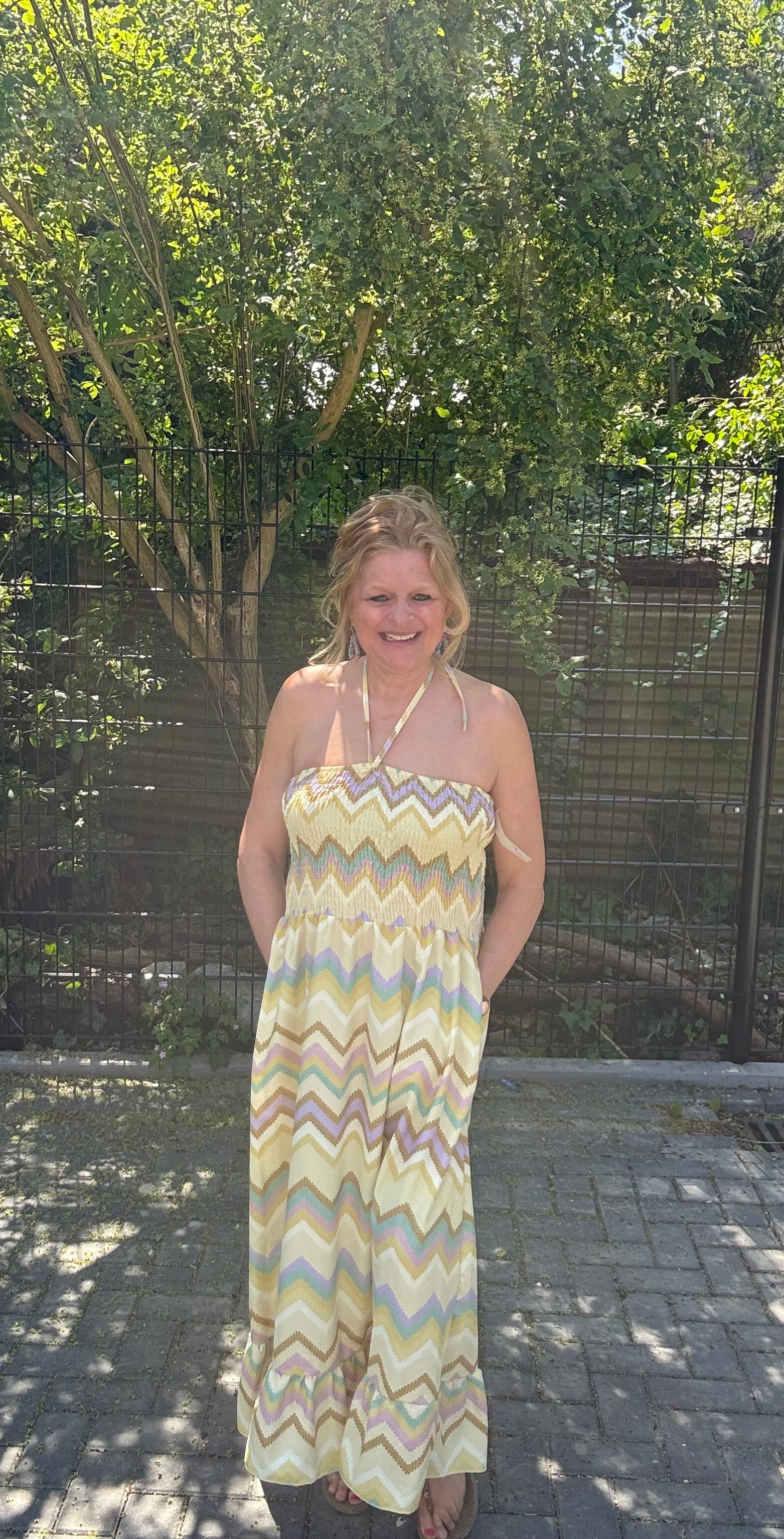Strapless Jurk Zigzag Yellow