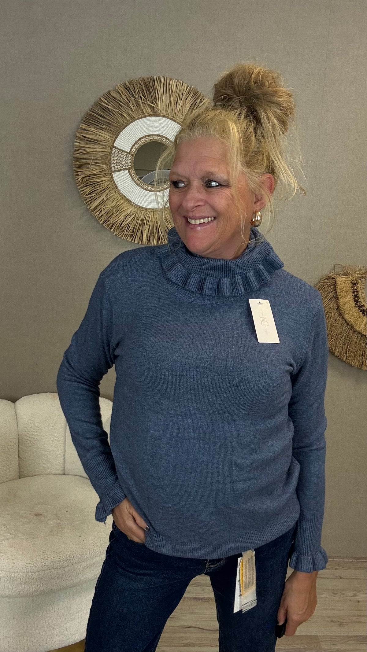 Ruffle Coltrui Bonnie Jeansblauw