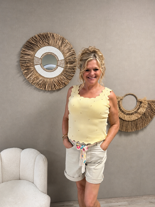 By Clara Top met goudkleurige studs Yellow - Nancfashion