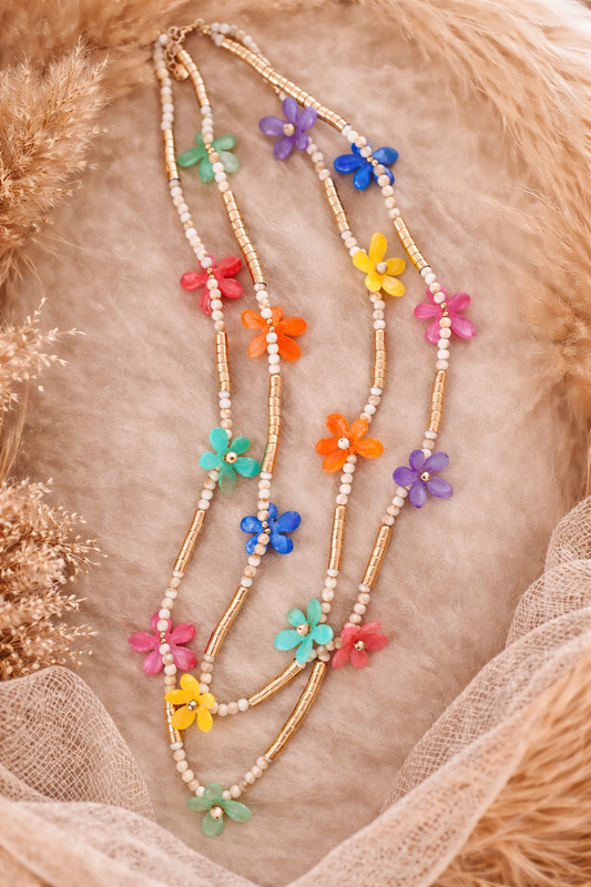 Boho Bloemen ketting multicolor - Nancfashion