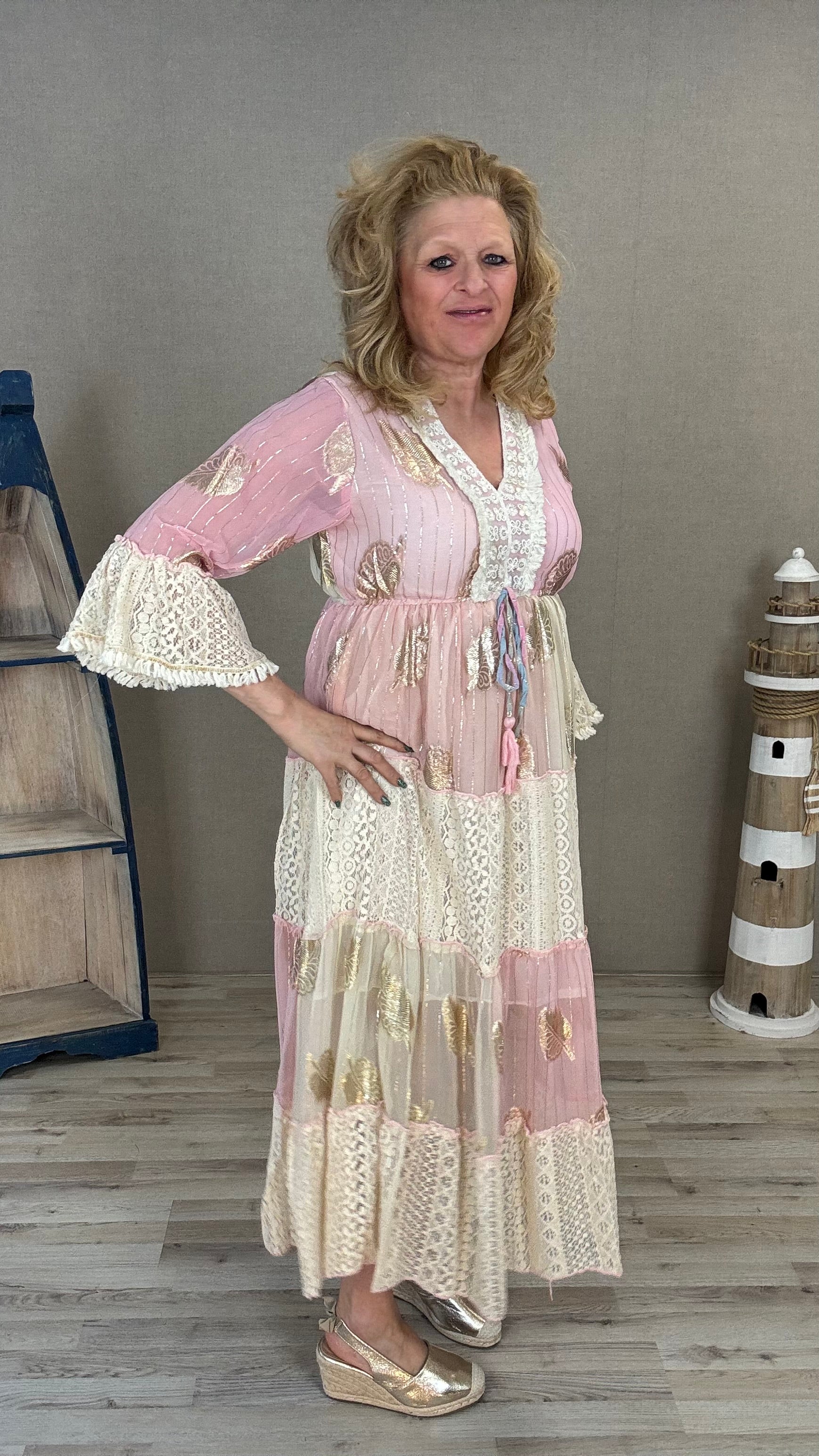 Maxi Dress Boho roze/beige