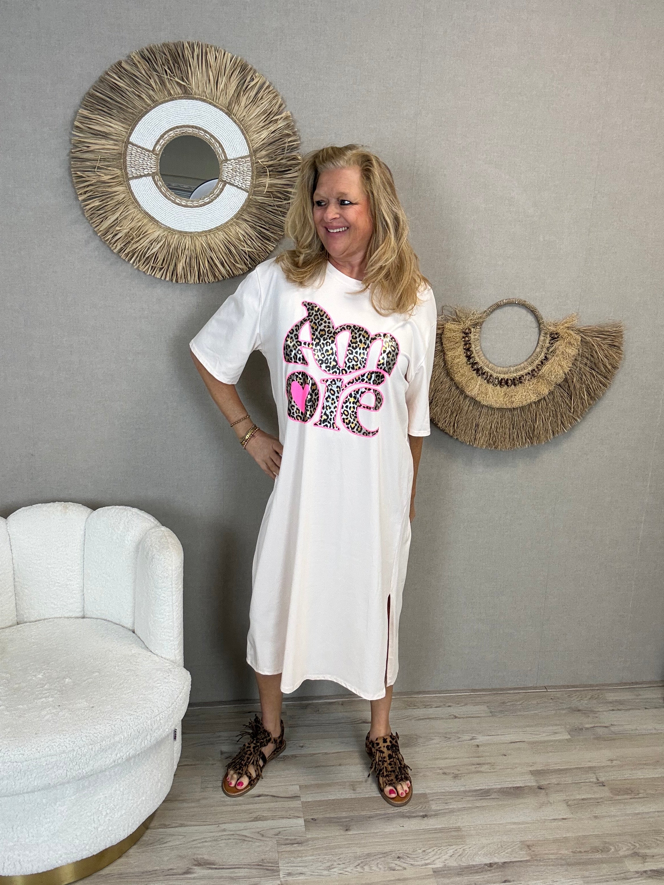 Oversized T-Shirt Jurk Licht roze - Nancfashion