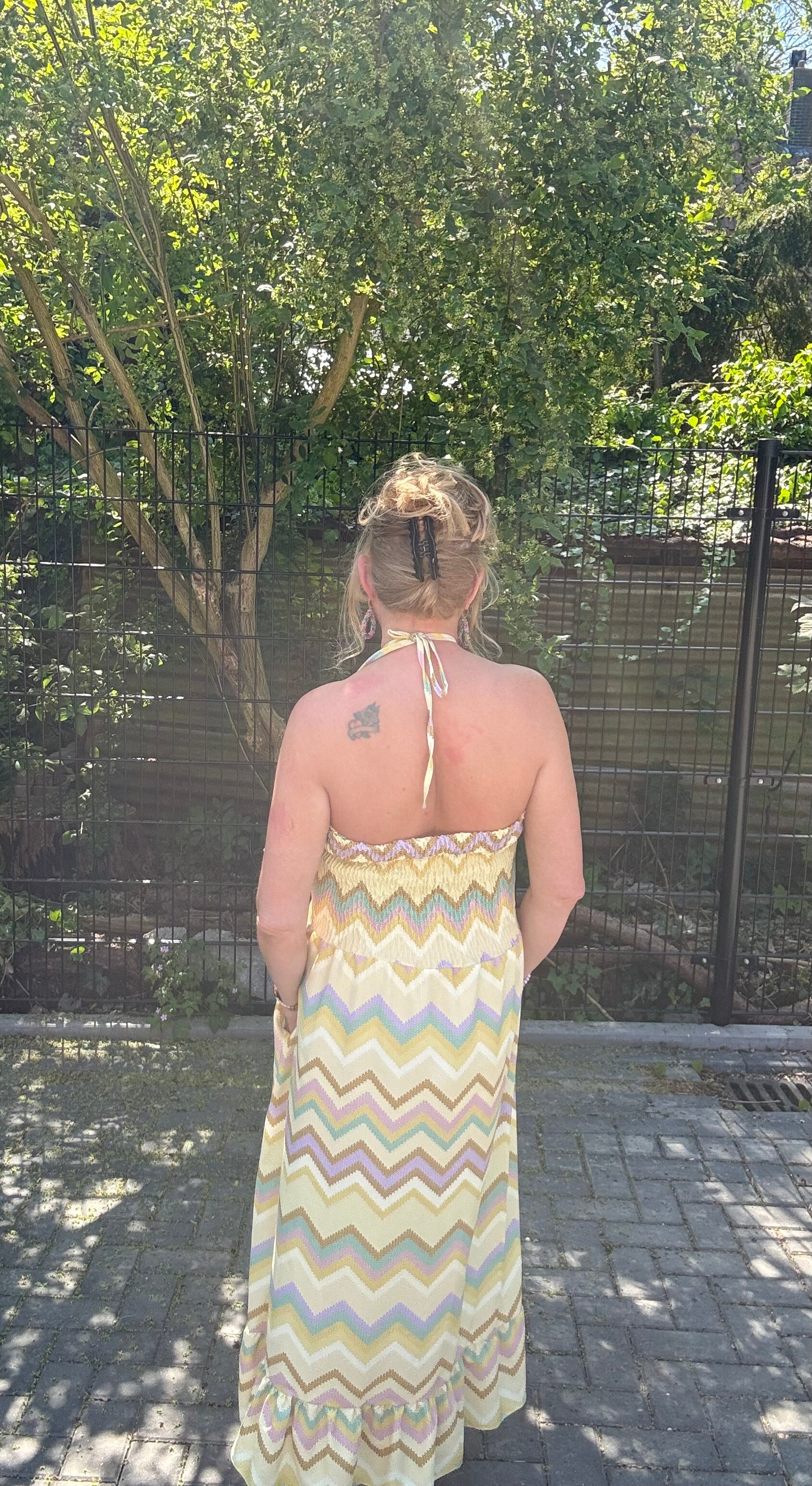 Strapless Jurk Zigzag Yellow