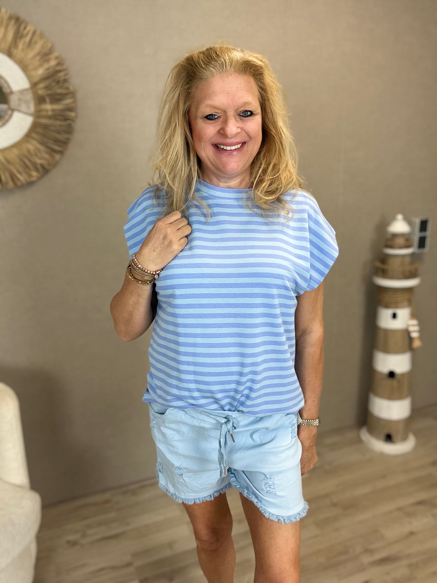 Striped Shirt Mooij Blauw - Nancfashion