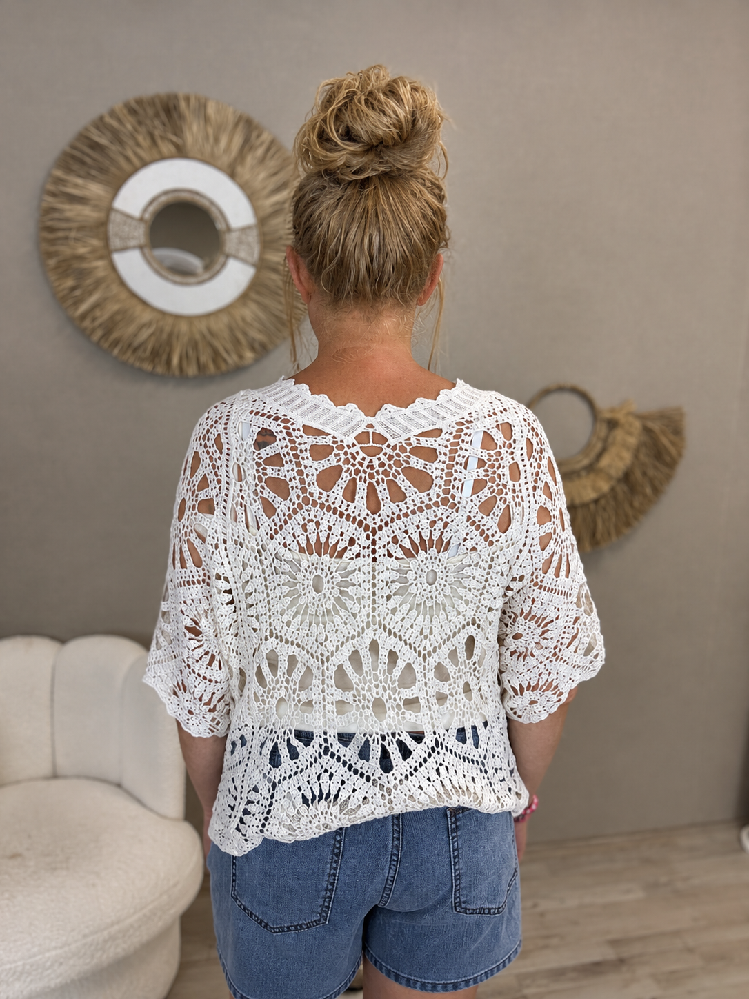 Gehaakte Top Boho Wit