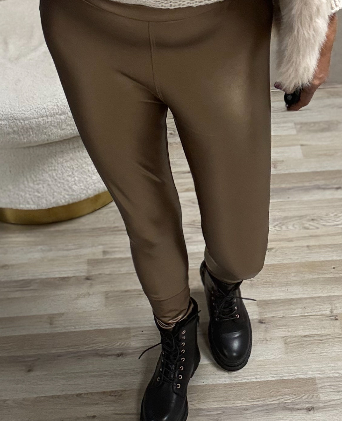 Leatherlook Legging Norfy smalle band Goud