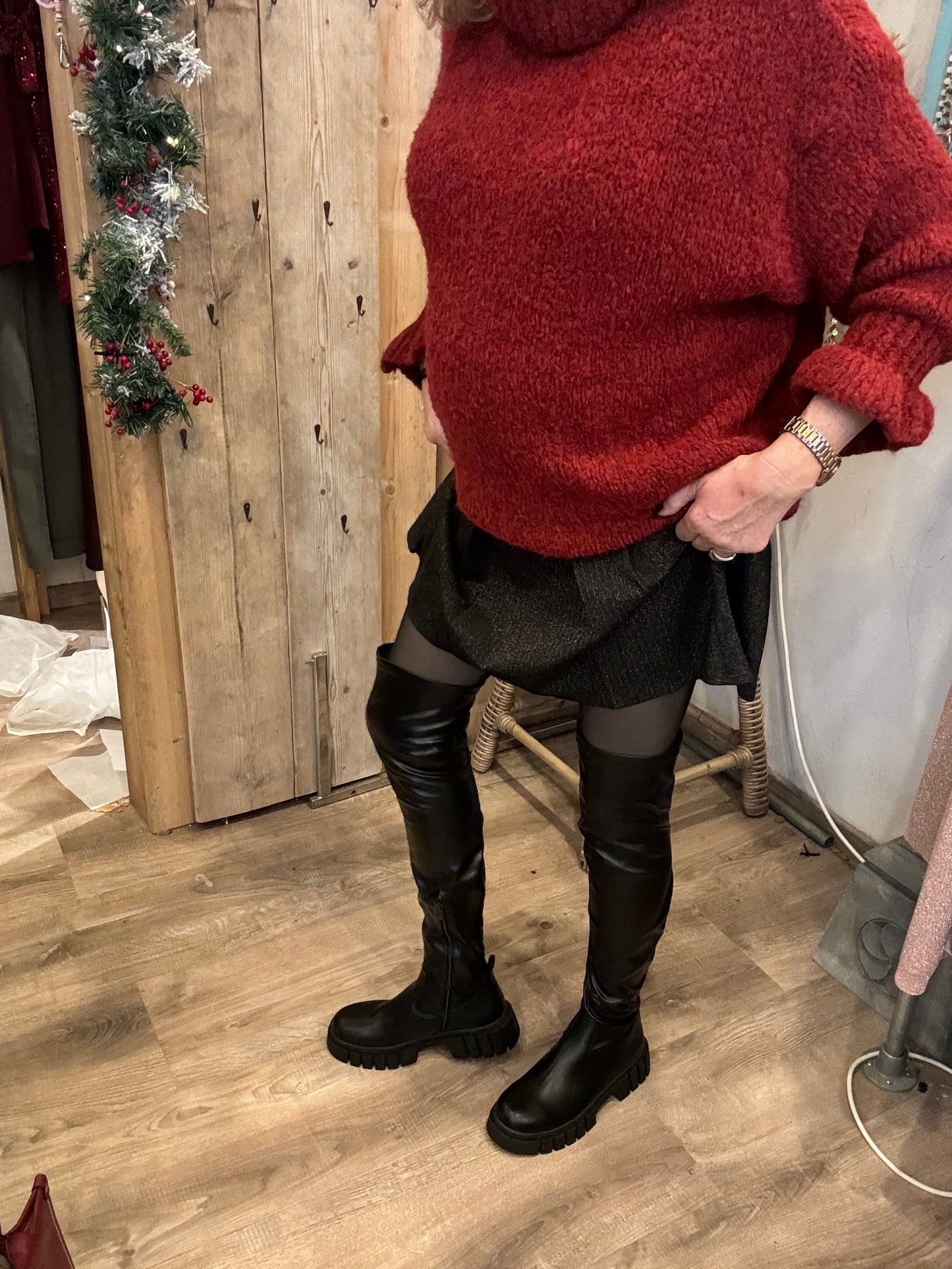 Lederlook Overknie Boots - Nancfashion