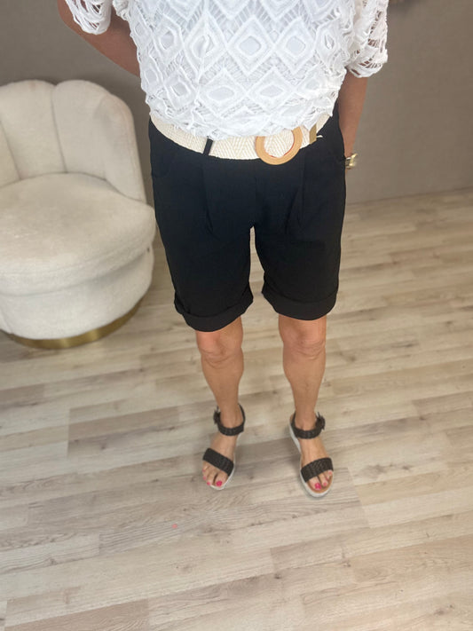 Comfort stretch short met riem - Nancfashion