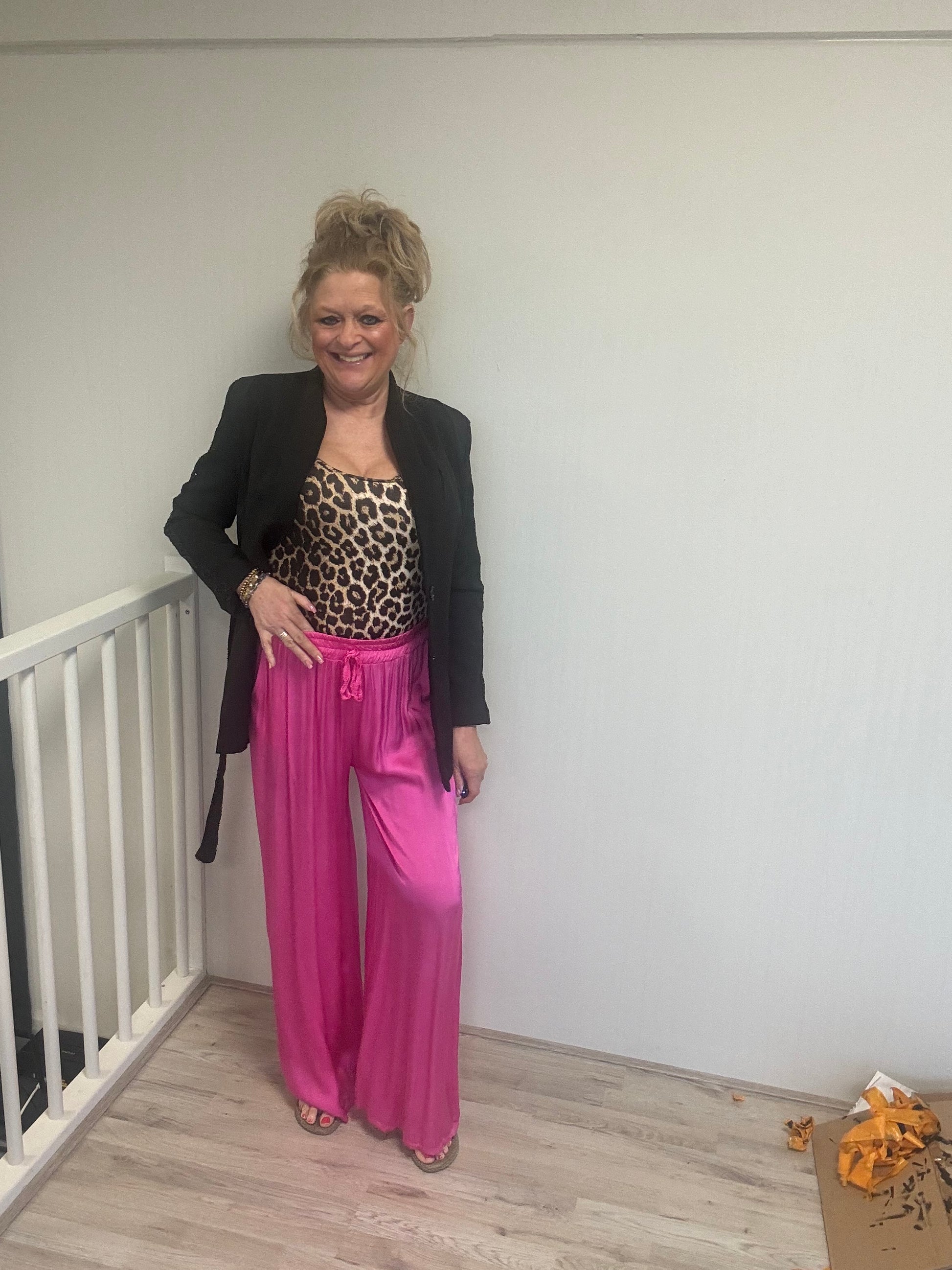 Zijde Look Pantalon Fuchsia - Nancfashion