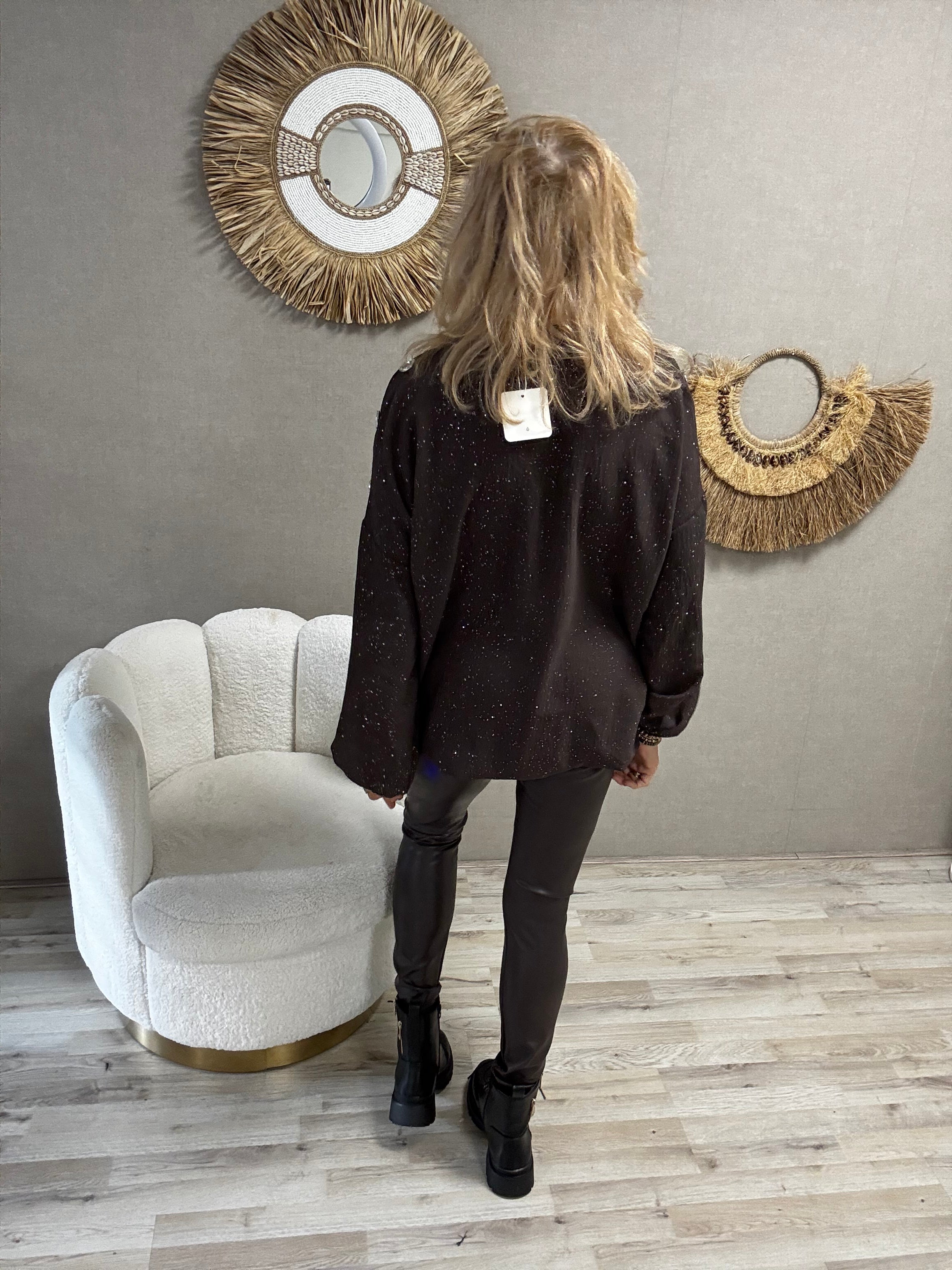 Blouse Imke Choco Zilveren Sparkel