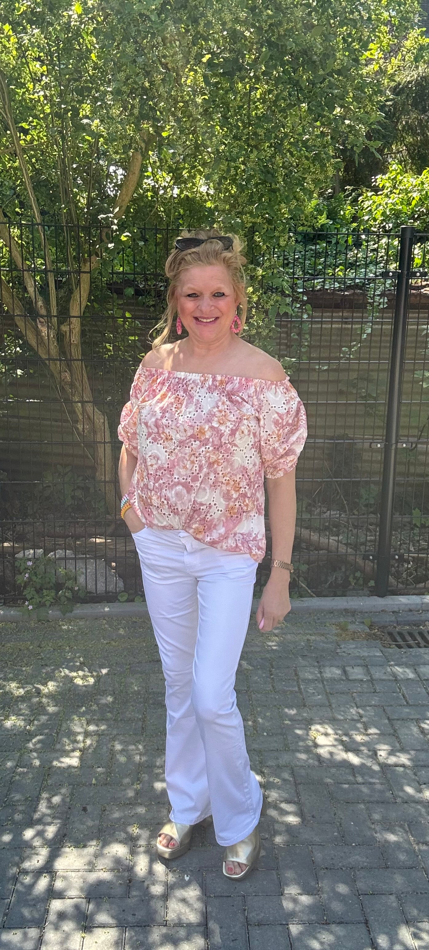 Top Broderie Roze