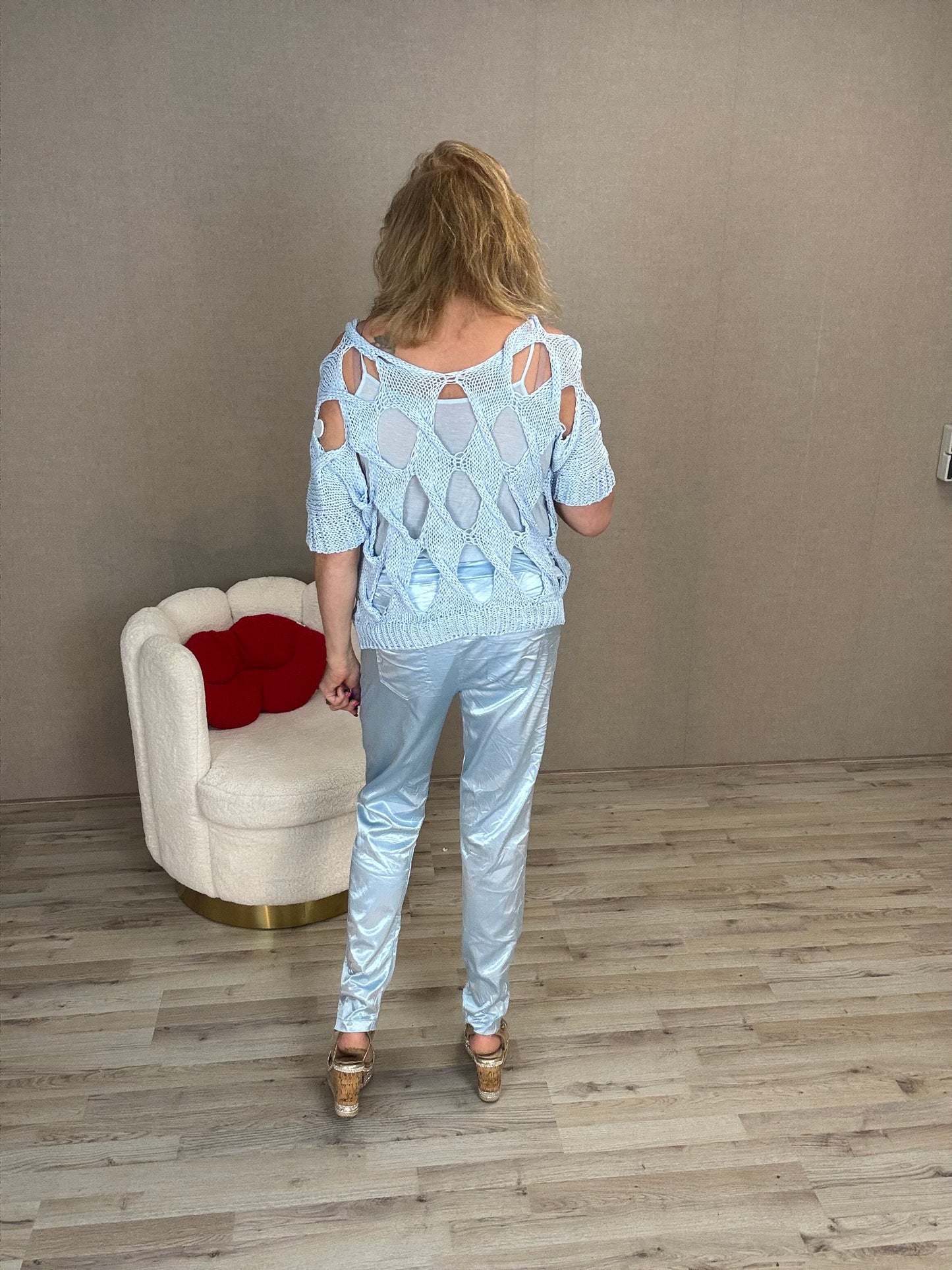 Glans Broek Blauw - Nancfashion