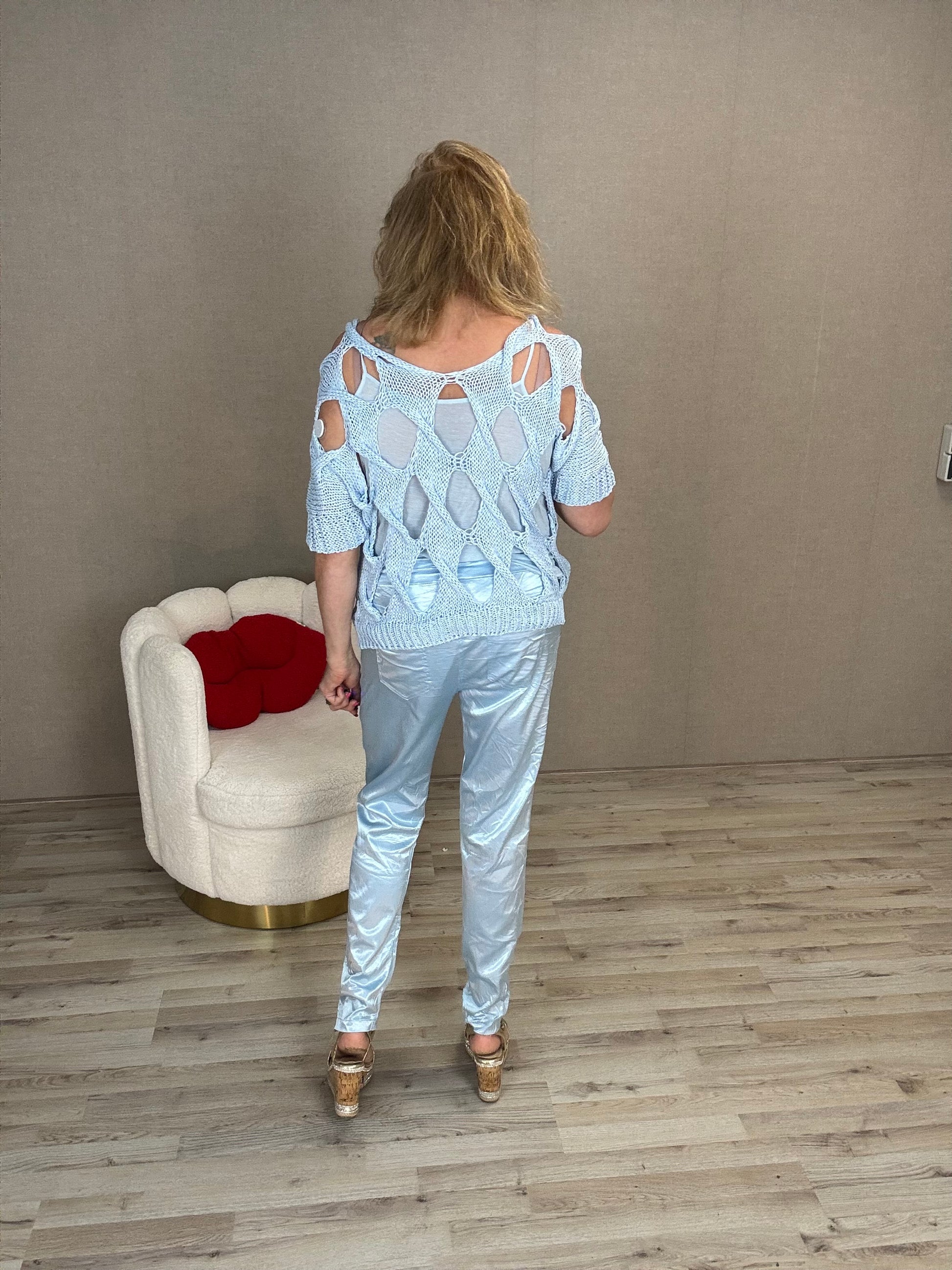 Glans Broek Blauw - Nancfashion