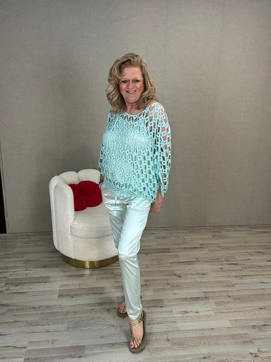 Glans Broek Mintgroen - Nancfashion