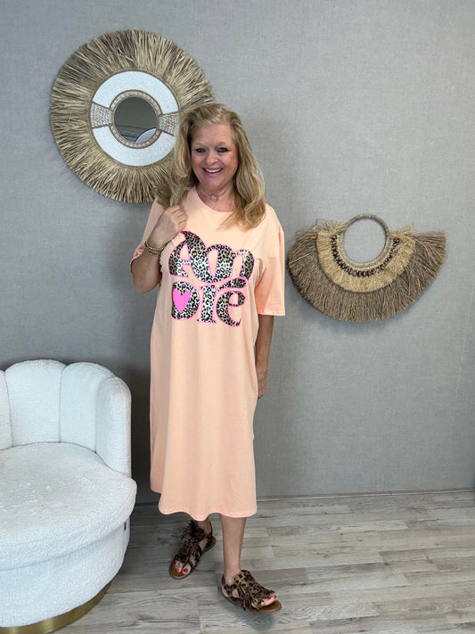 Oversized T-Shirt Jurk Zalm - Nancfashion