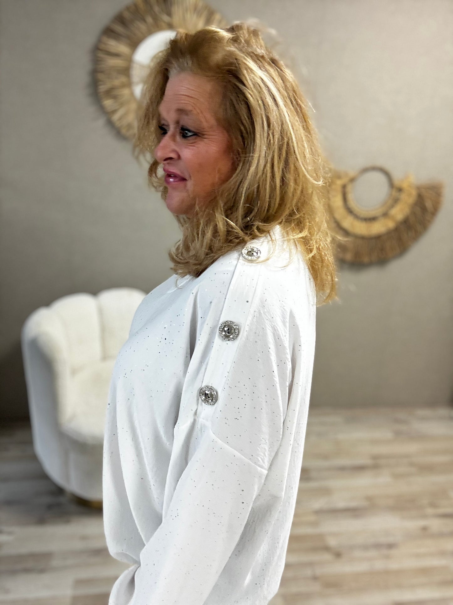 Blouse Imke wit Zilveren Sparkel