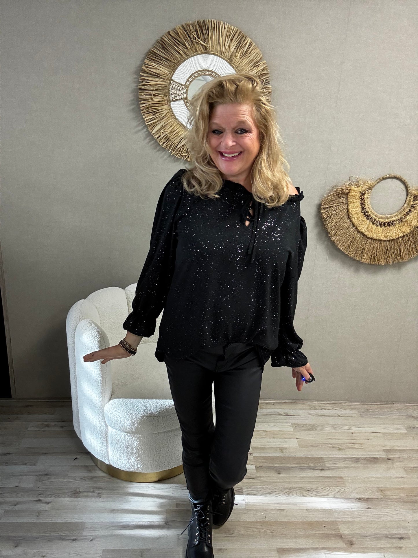 Blouse Tilly Zwart zilveren Sparkel