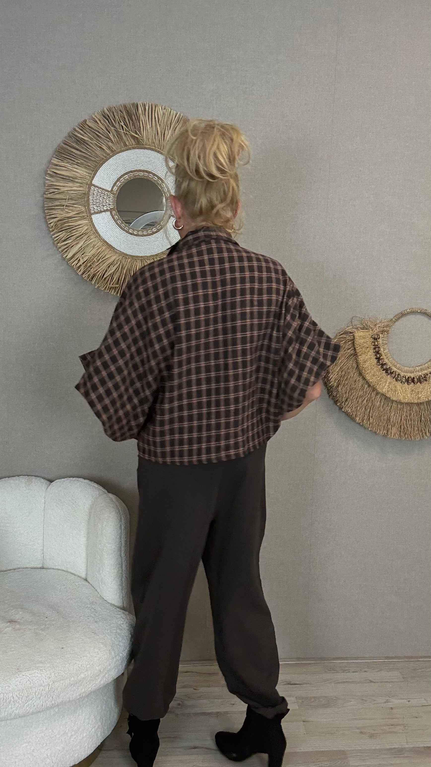 Gemma Ricceri Ruit Blouse Jade Bruin