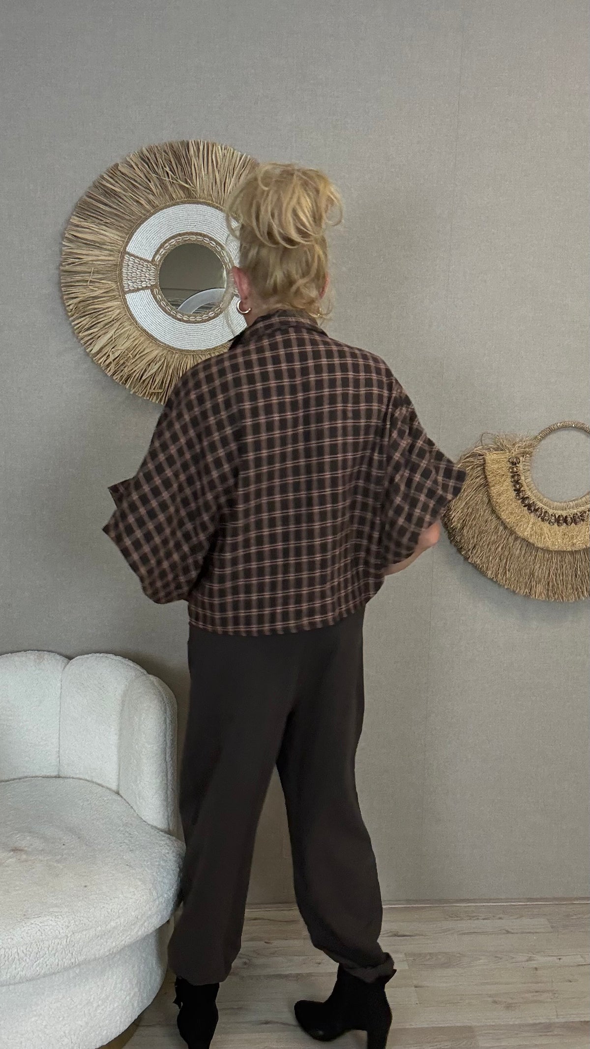 Gemma Ricceri Ruit Blouse Jade Bruin