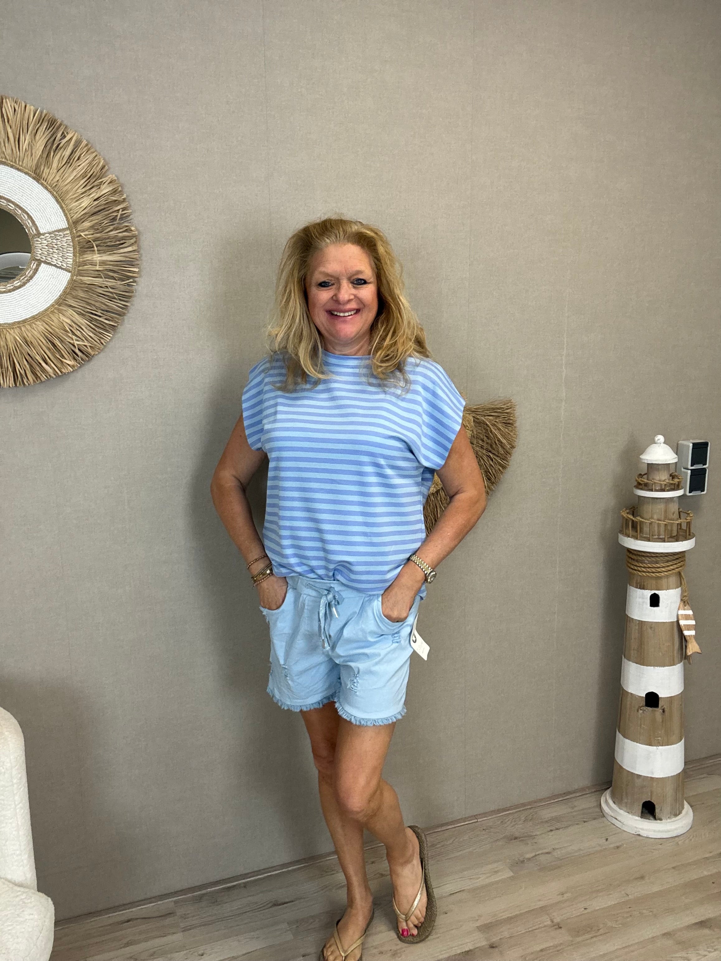 Stretch Short Rafels Blauw