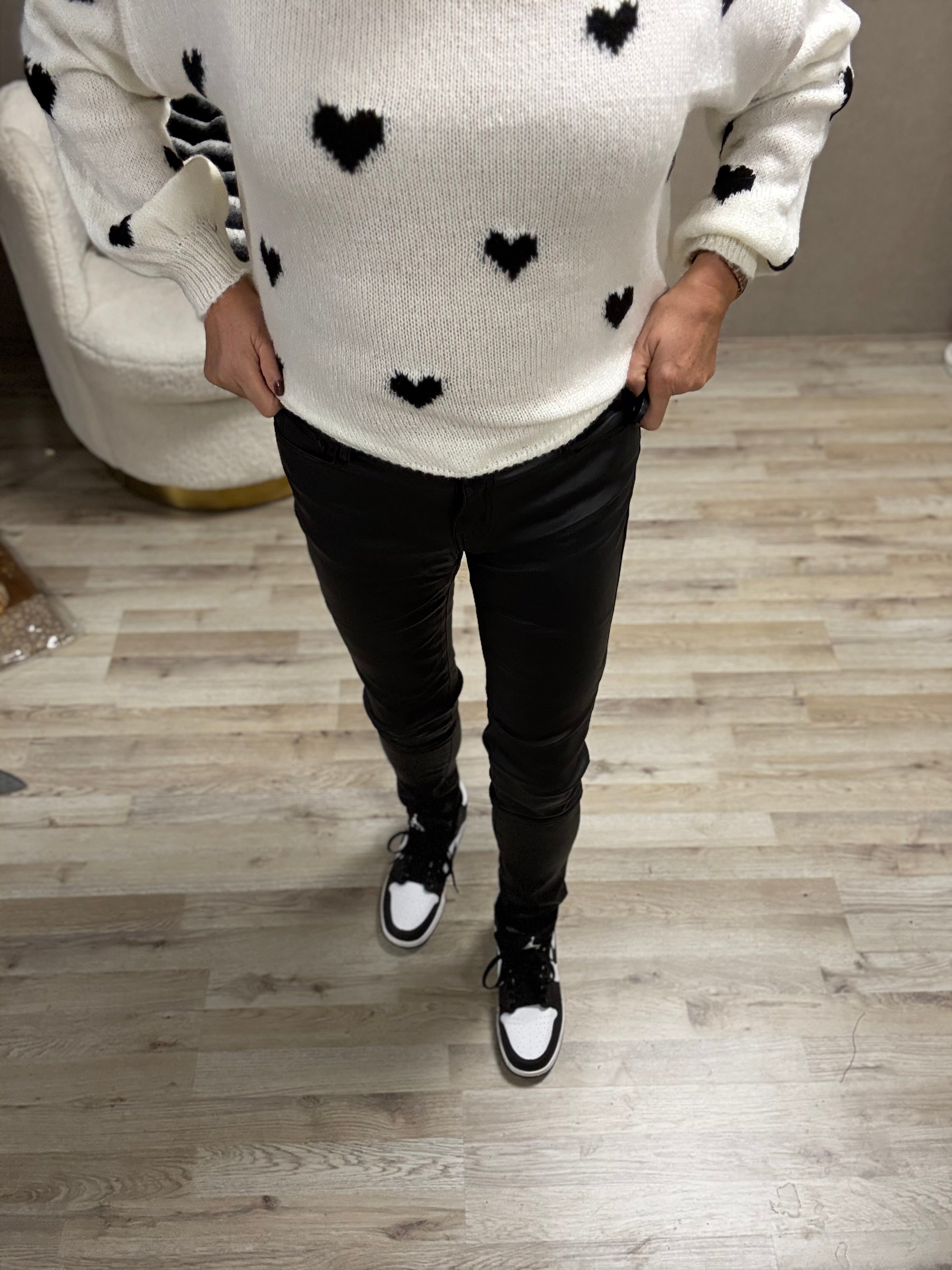 Super high waist skinny coating Zwart