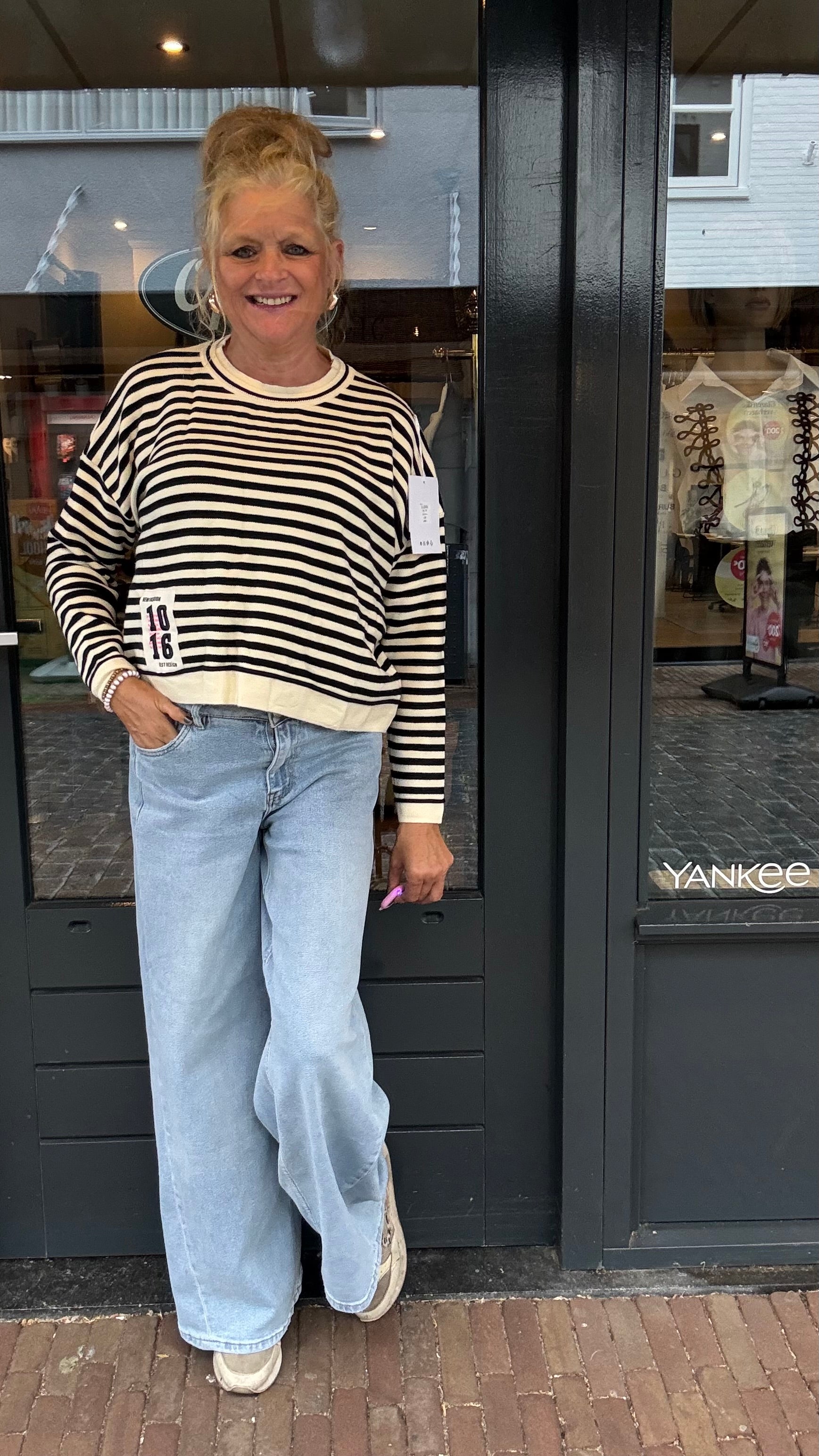 Label truitje Stripe Zwart