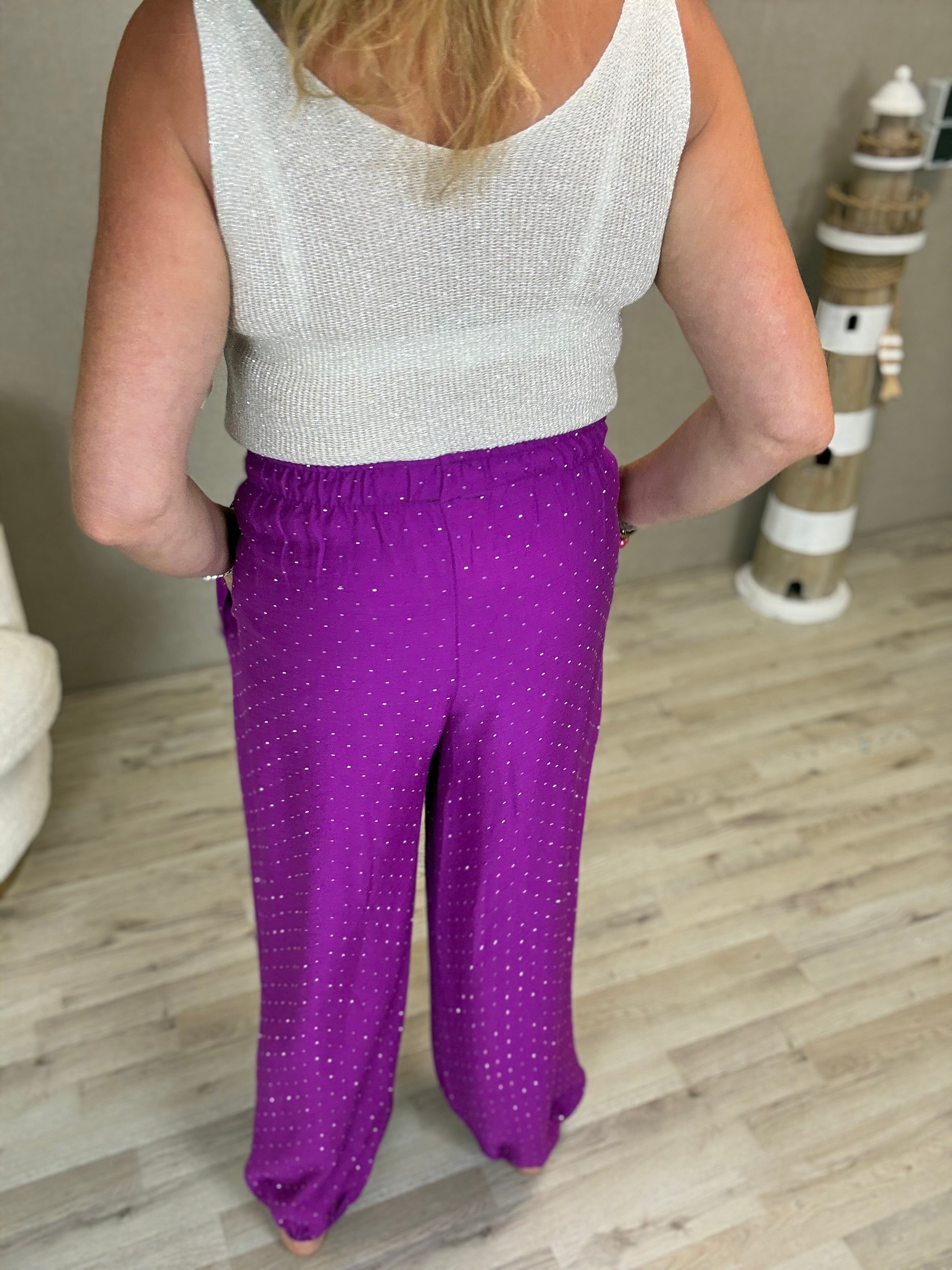 Strass Boho Broek Magenta