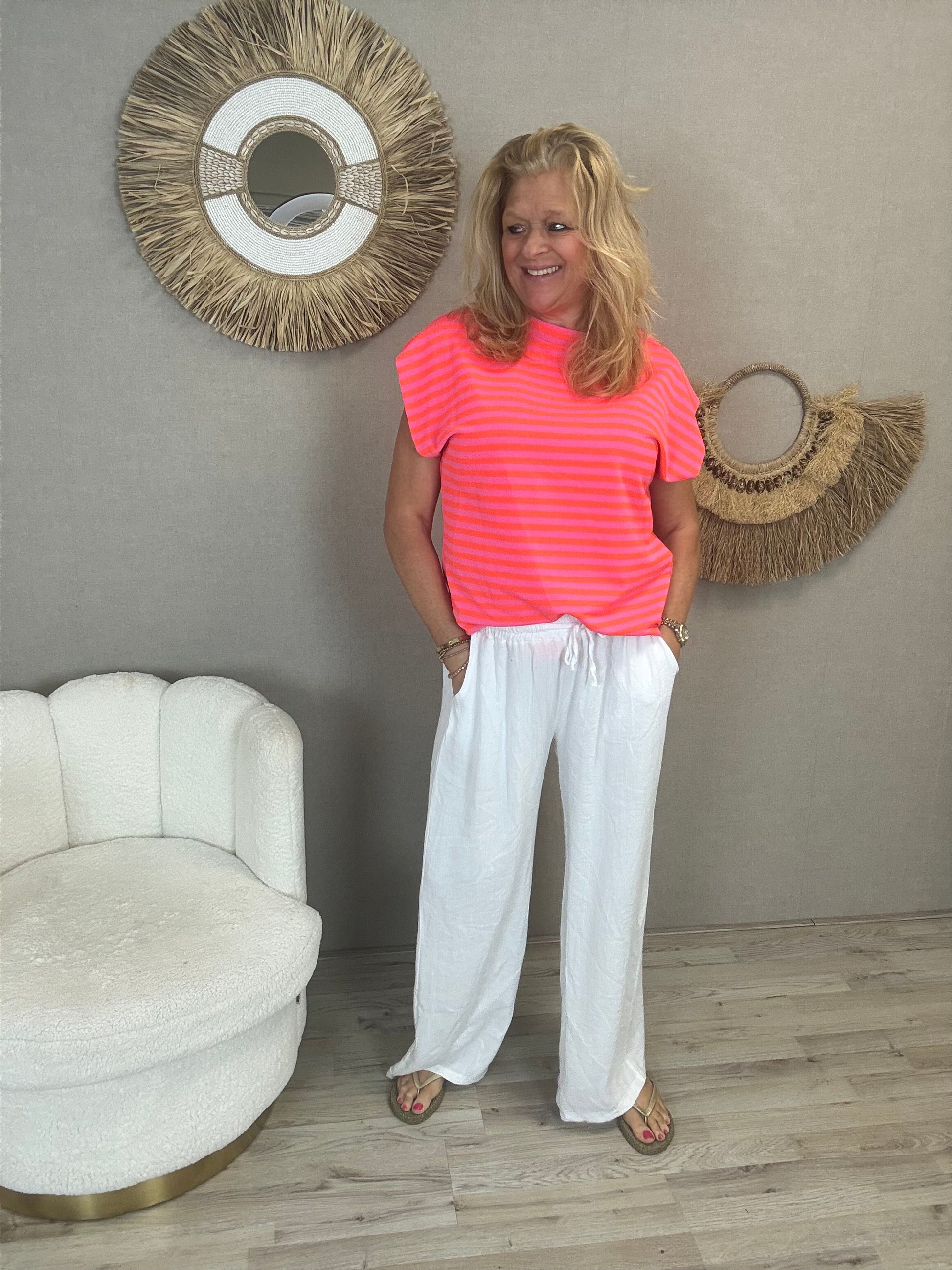 Striped Shirt Mooij - Fuchsia/Orange - Nancfashion